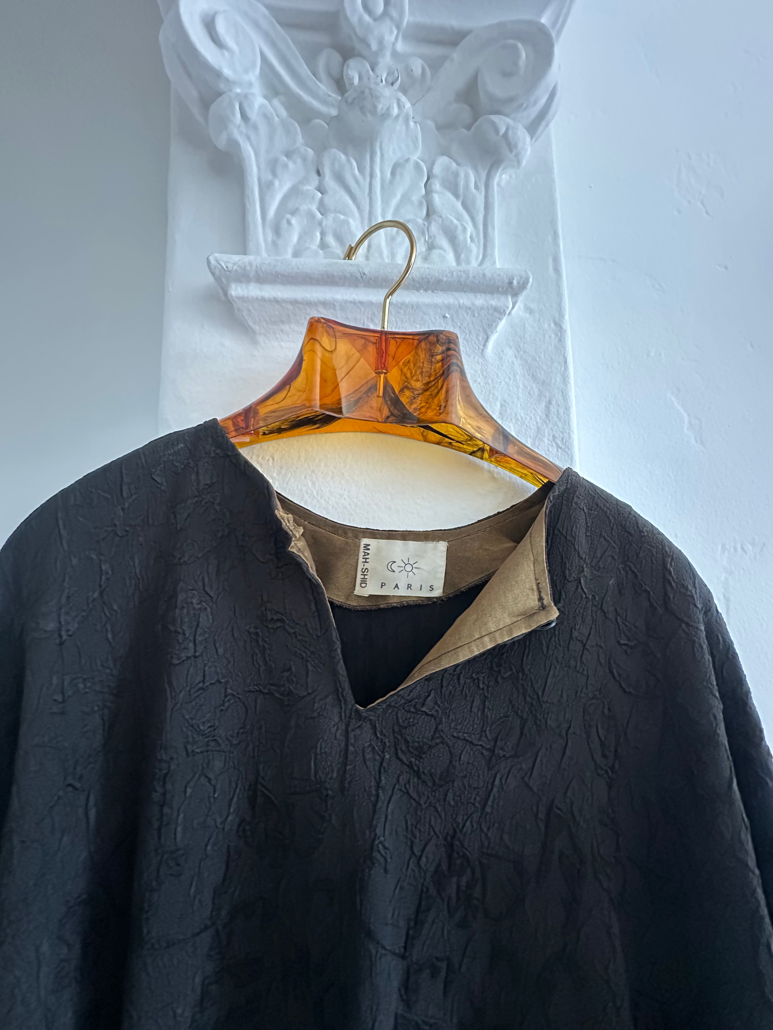 Black Kaftan with Intricate Sunburst Embroidery