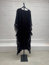 Silk Rhinestone and Feather Caftan