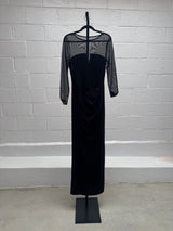 Black Mesh and body Con evening Dress