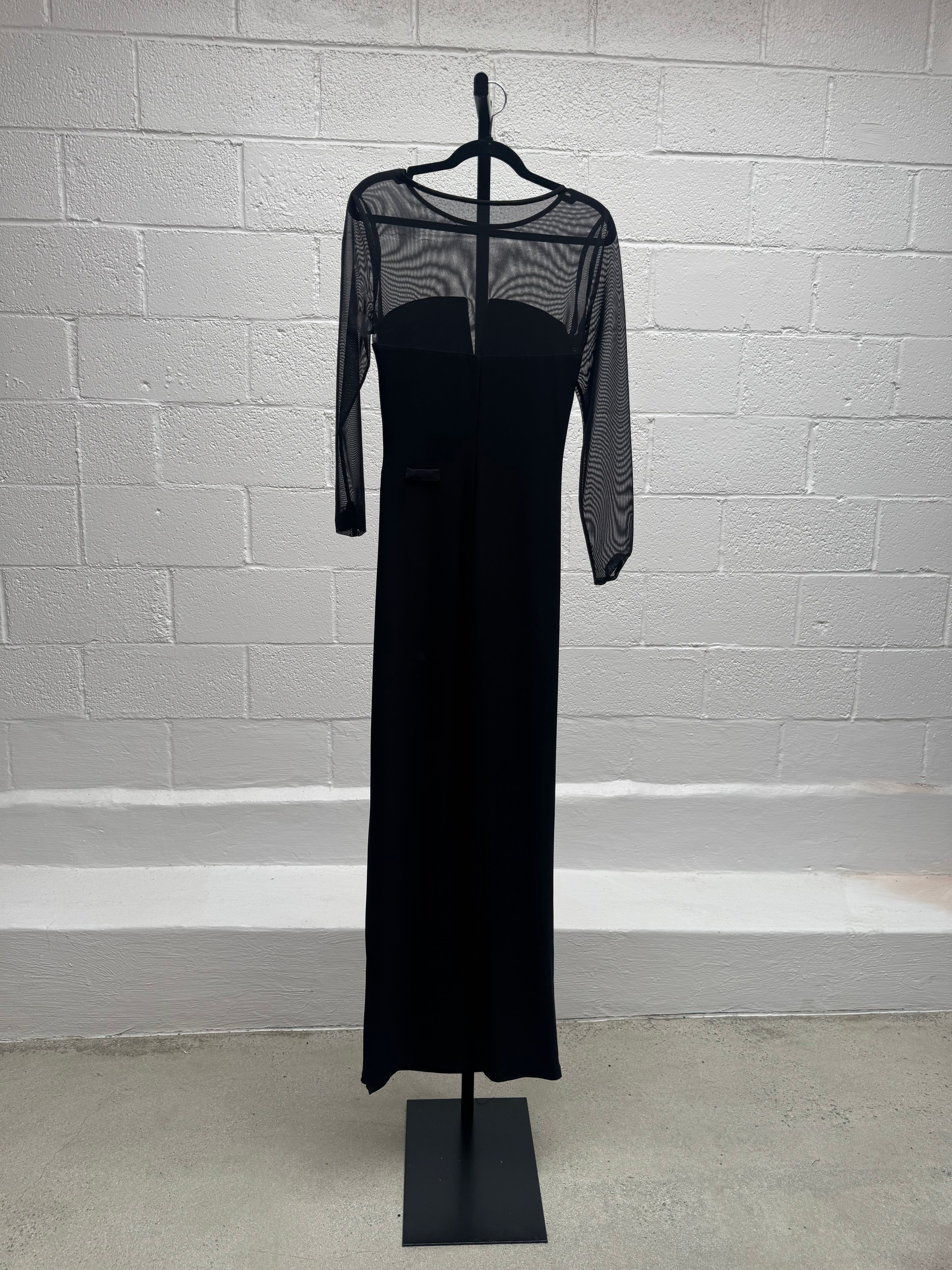 Black Mesh and body Con evening Dress
