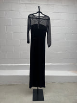 Black Mesh and body Con evening Dress