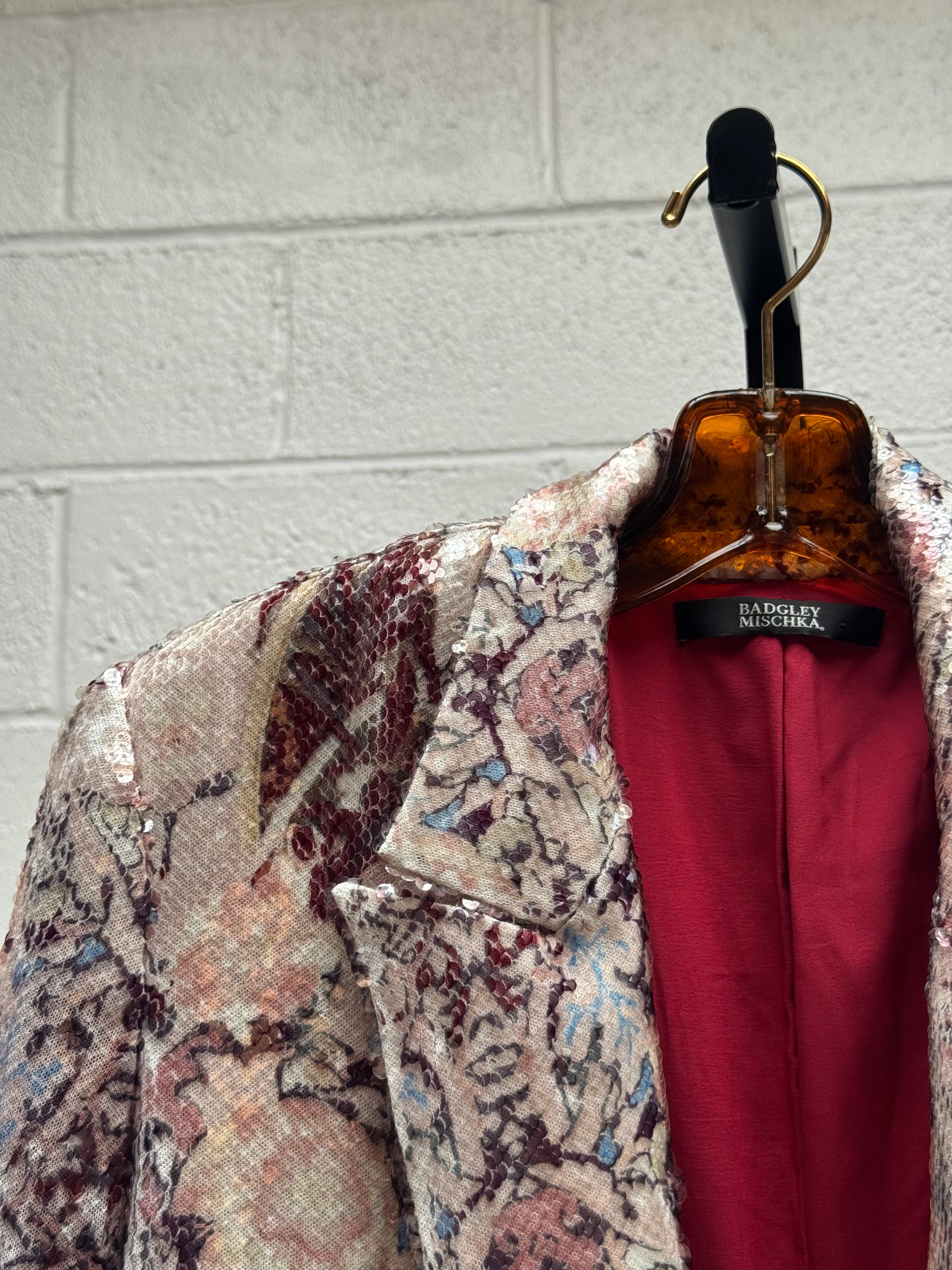 Floral Print Sequins Suit