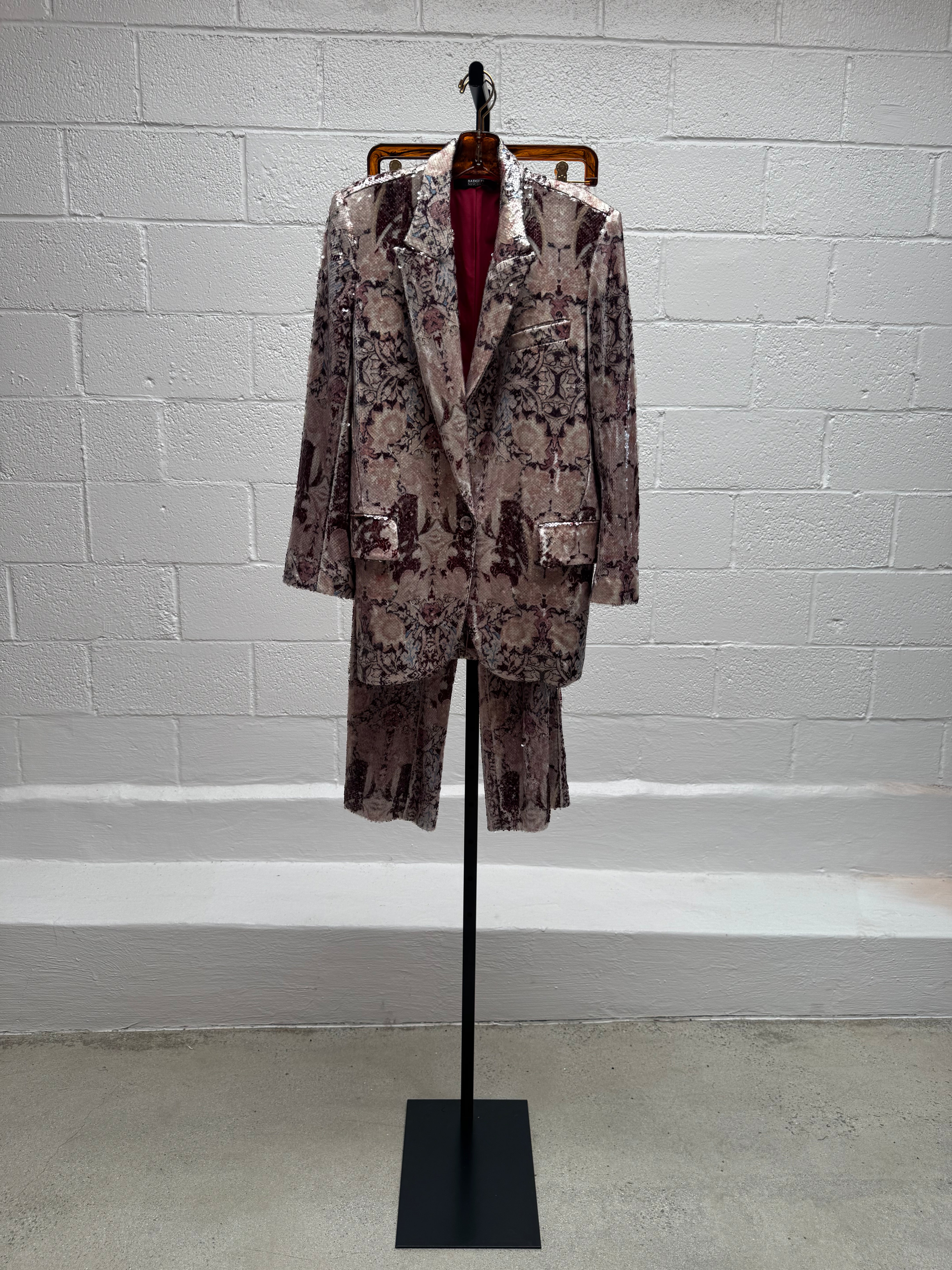 Floral Print Sequins Suit