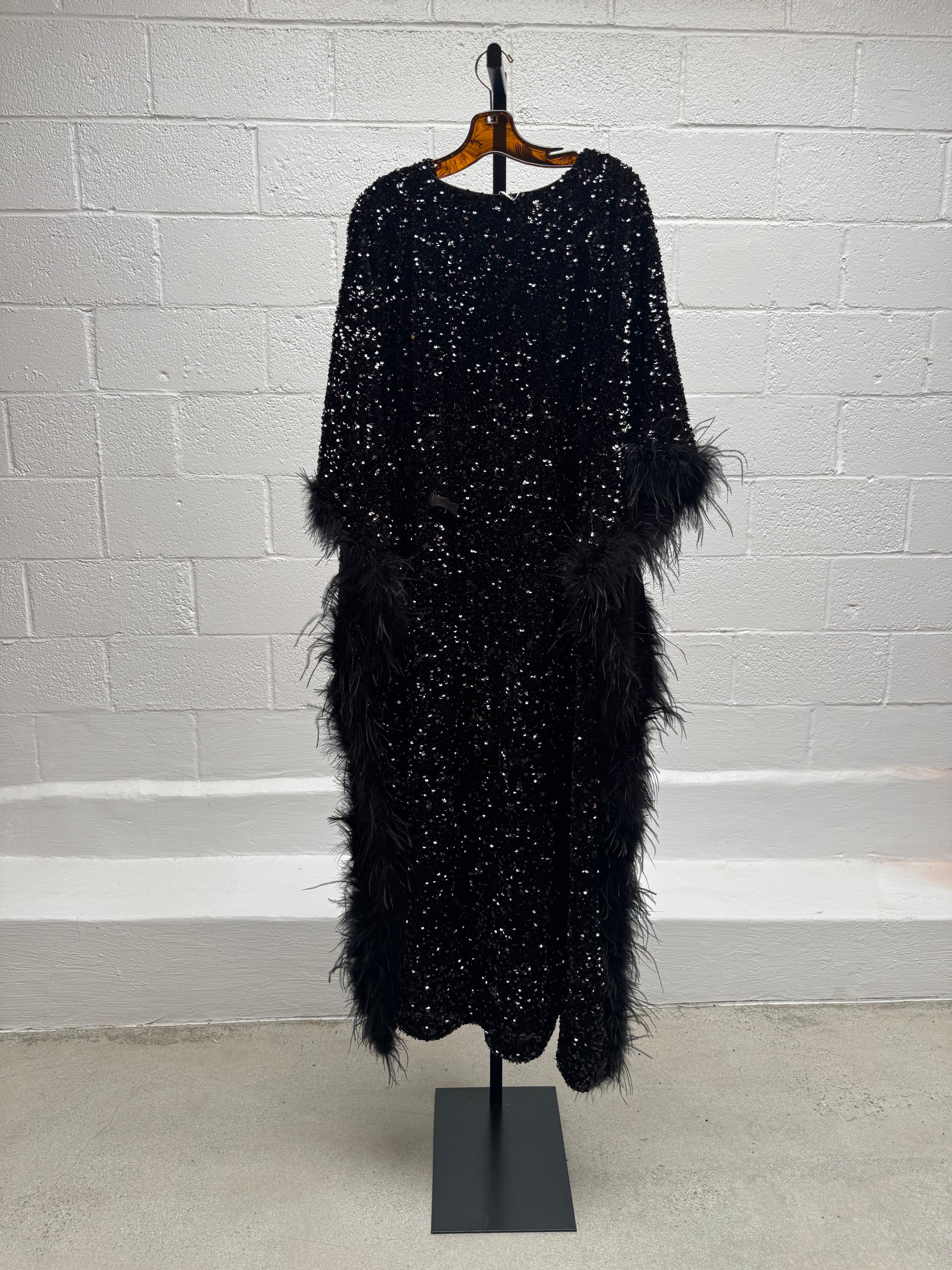 Black Sequin Kaftan