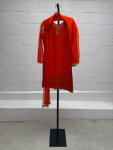 Fluro Orange SIlk Indian Set