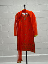 Fluro Orange SIlk Indian Set