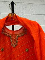 Fluro Orange SIlk Indian Set