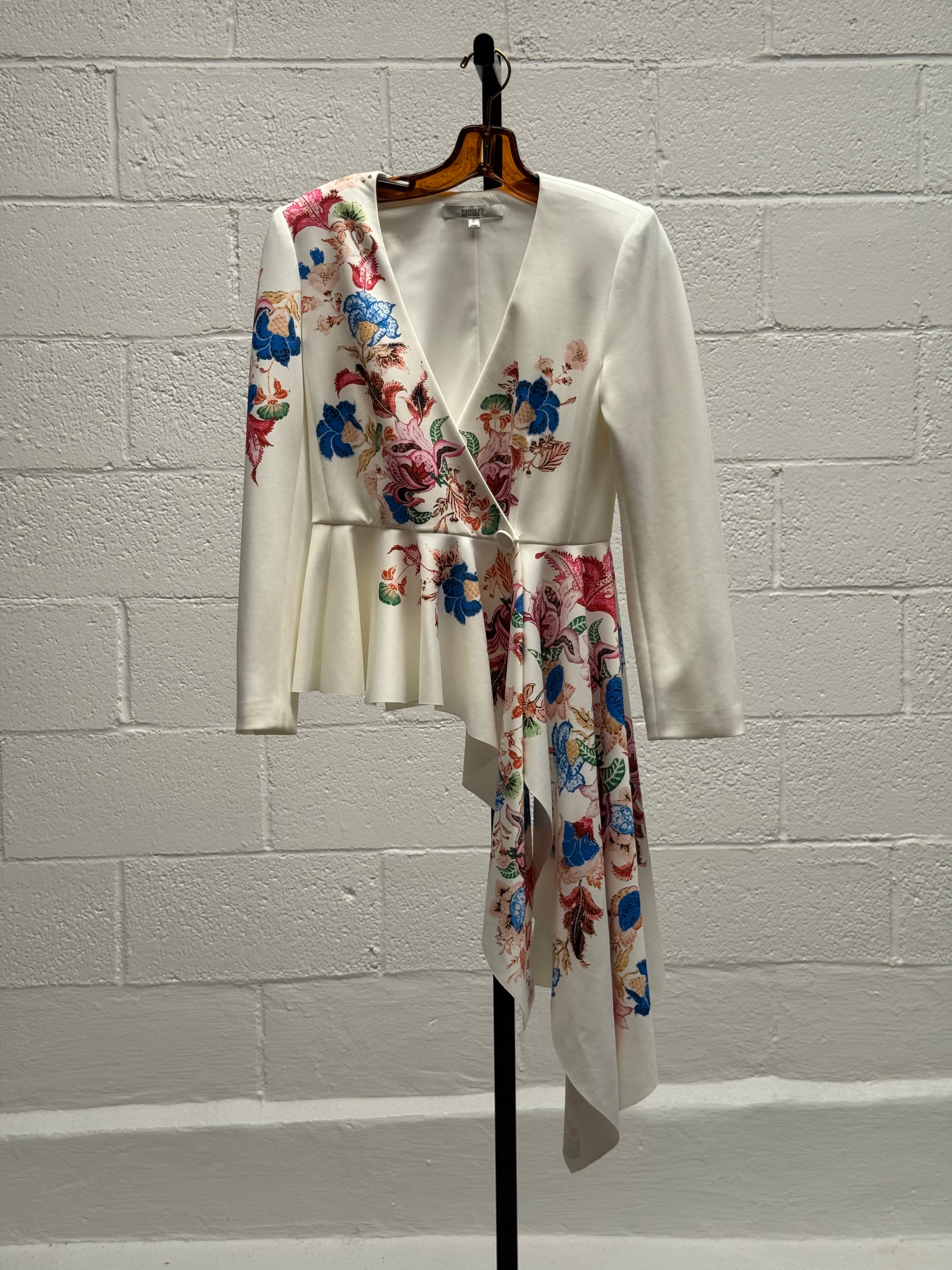 Fluted Asymetrical Jacket with Floral Detail