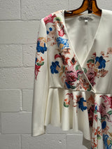 Fluted Asymetrical Jacket with Floral Detail