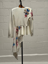 Fluted Asymetrical Jacket with Floral Detail