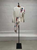 Fluted Asymetrical Jacket with Floral Detail
