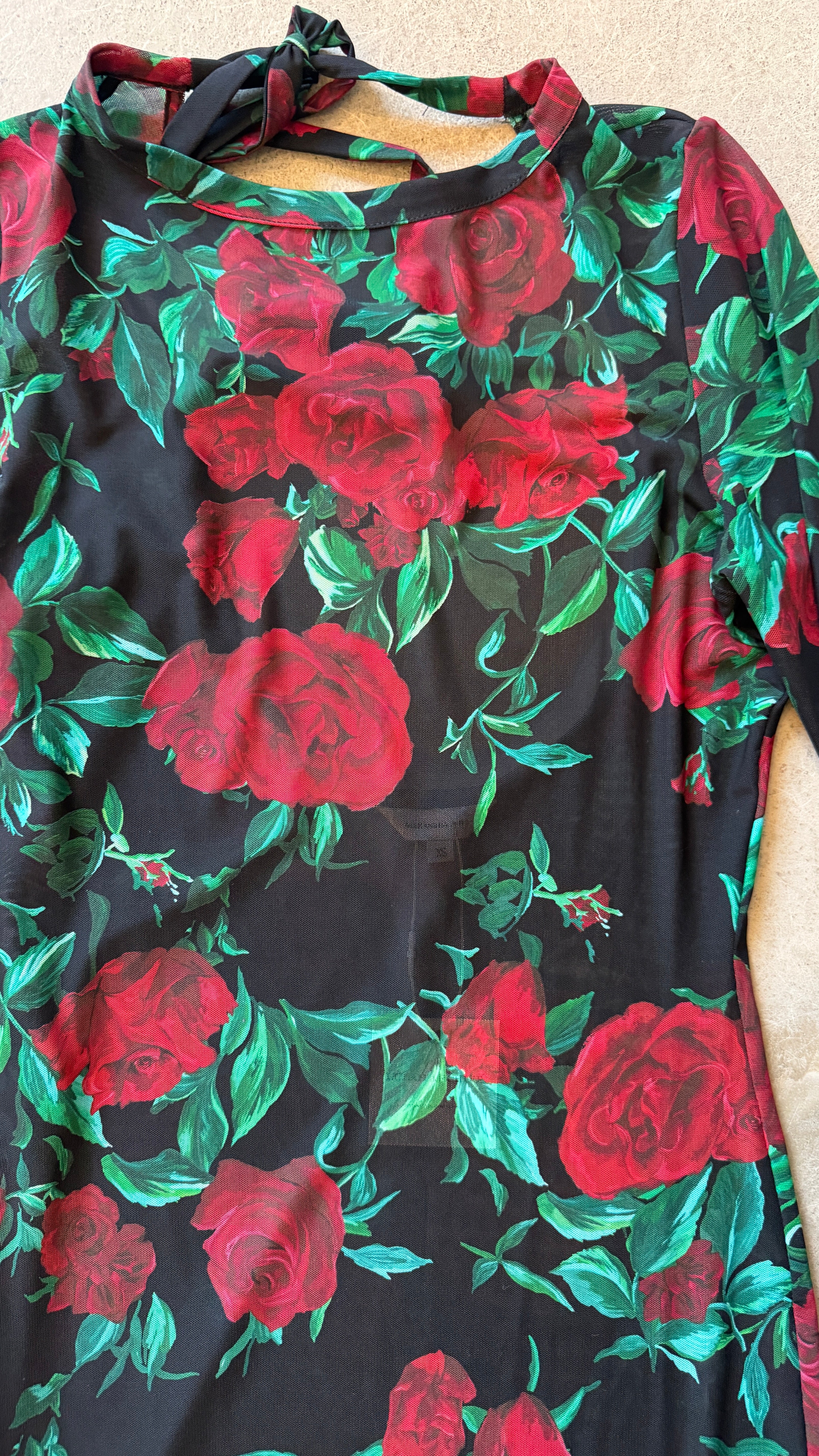Miro "Selene" Black Rose Dress