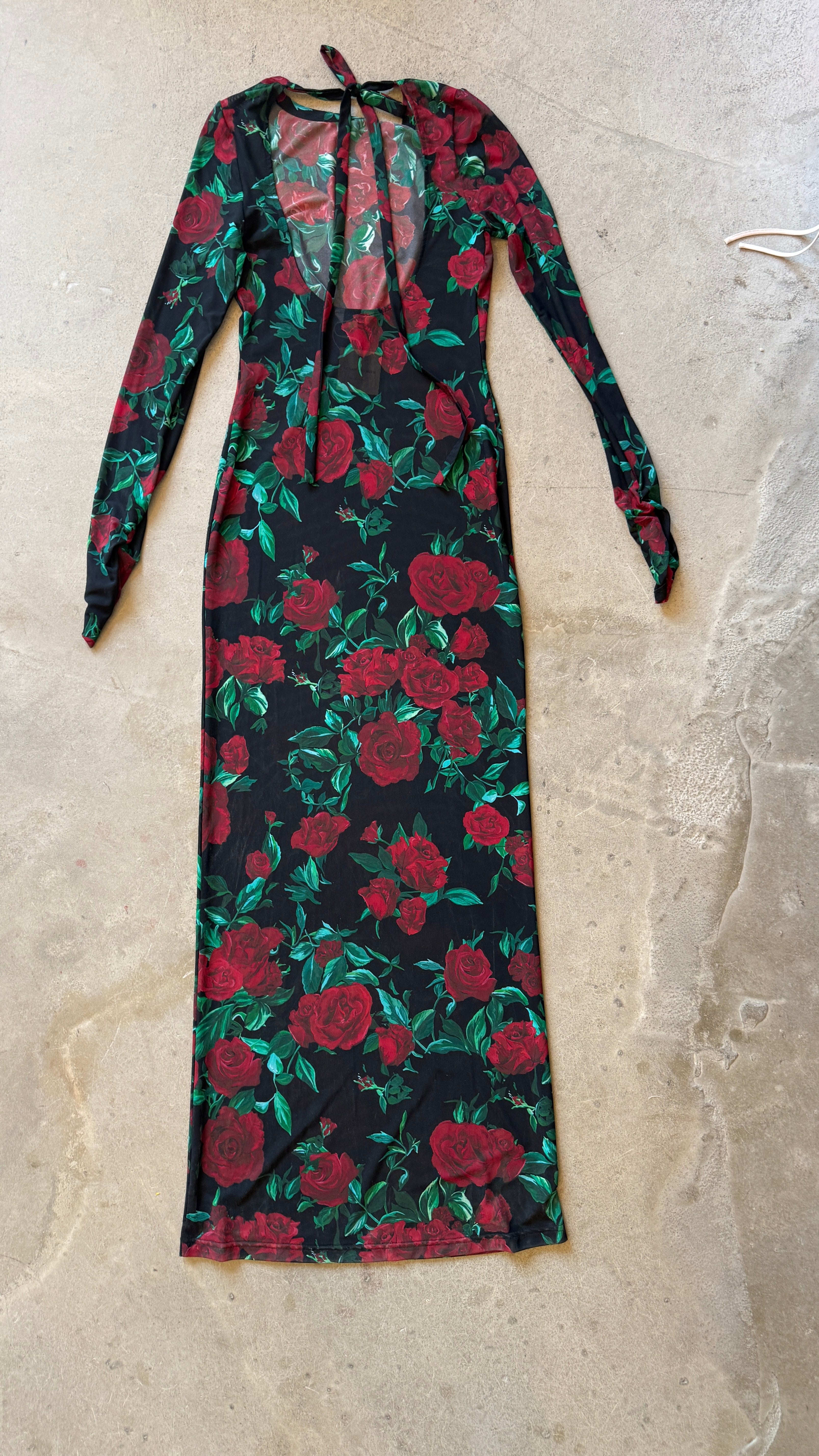 Miro "Selene" Black Rose Dress