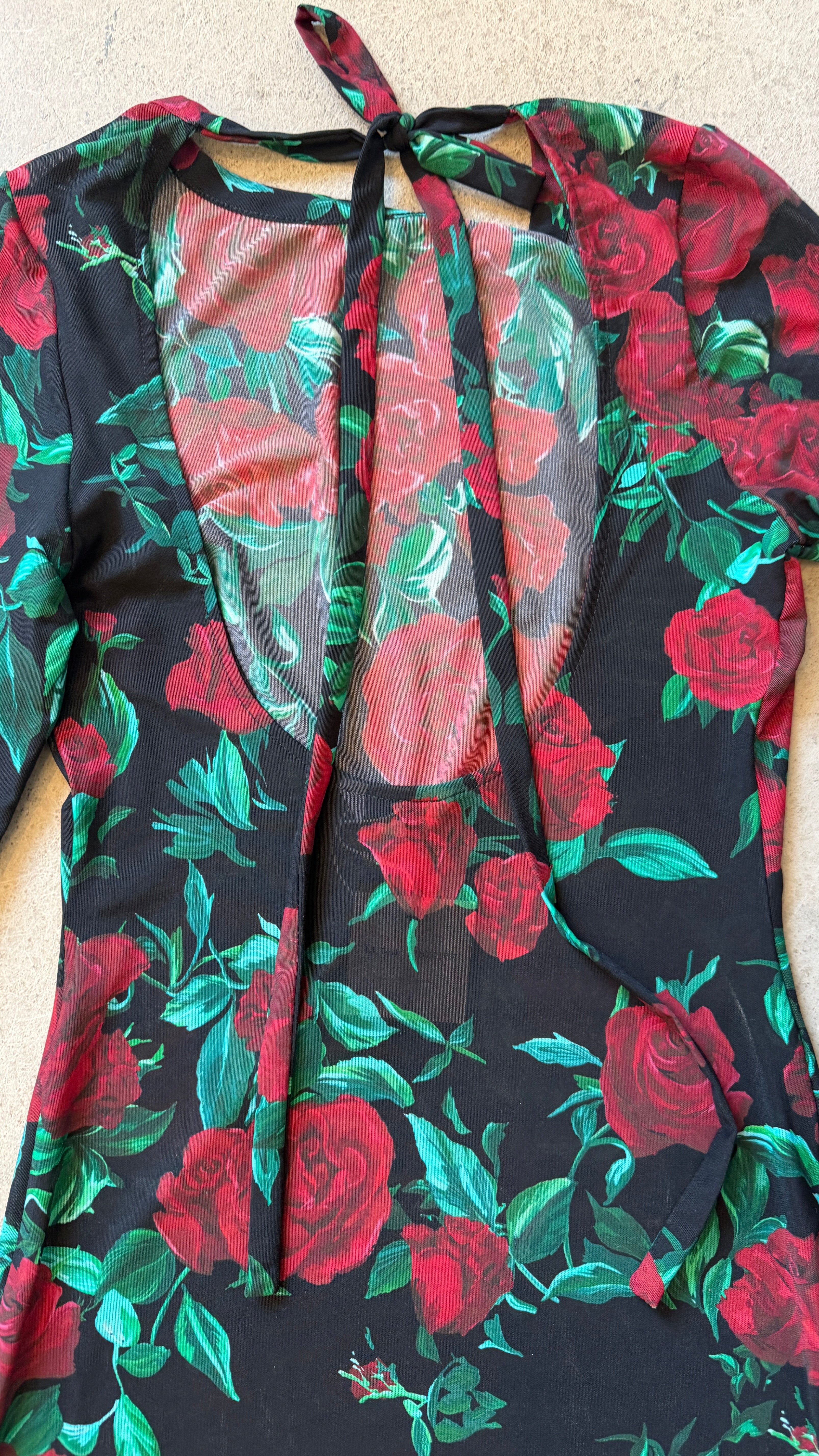 Miro "Selene" Black Rose Dress