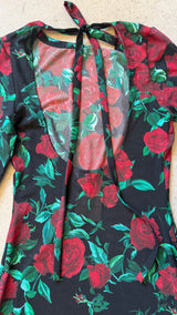 Miro "Selene" Black Rose Dress