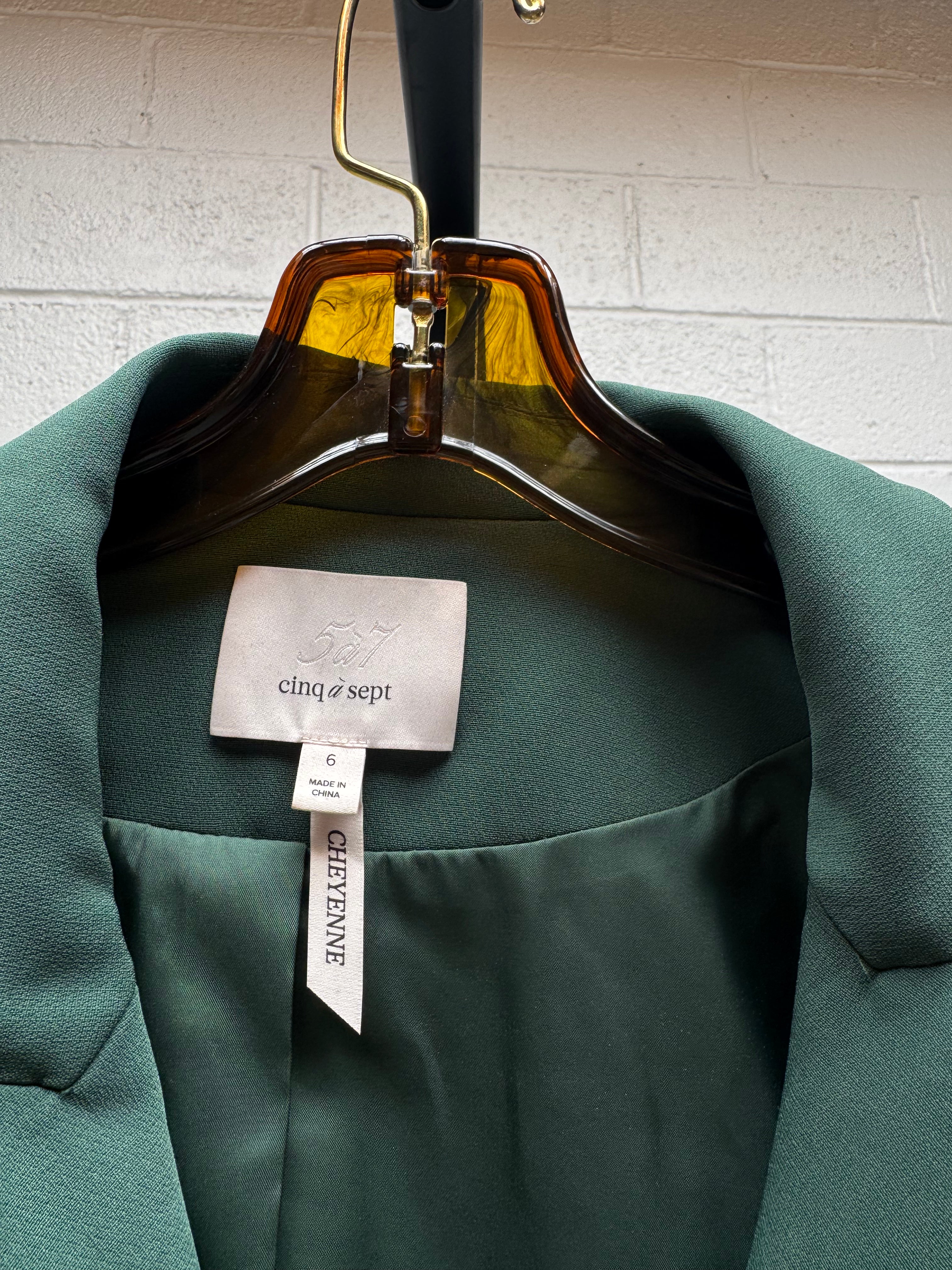 Green Jacket and Pant Set with Rhinestone Fringe