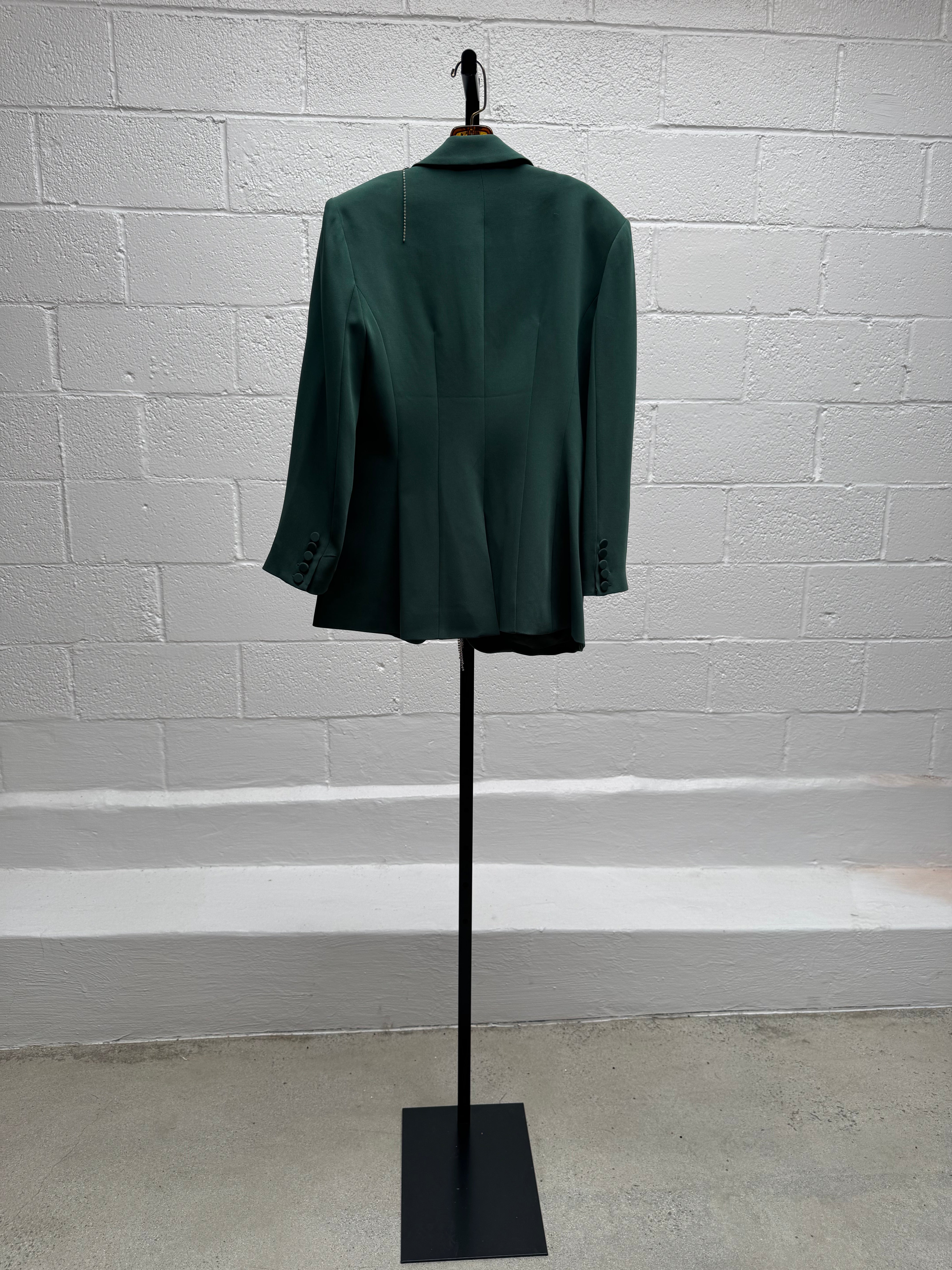 Green Jacket and Pant Set with Rhinestone Fringe