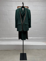 Green Jacket and Pant Set with Rhinestone Fringe