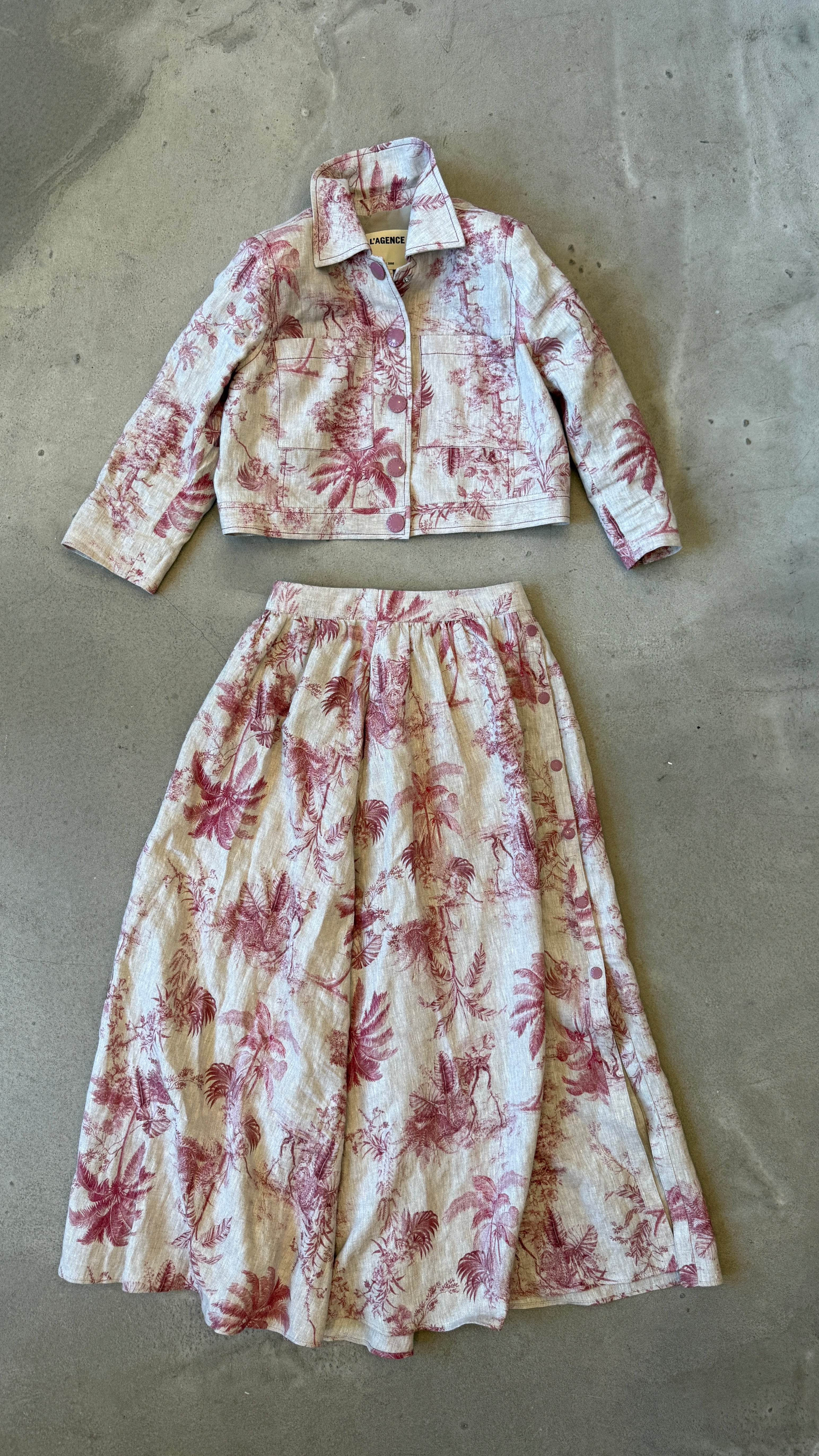 Eda Linen Jacket & Seina Midi Skirt Set