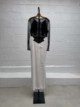 Beaded Dress with Black Bust and White Skirt