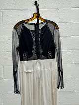 Beaded Dress with Black Bust and White Skirt