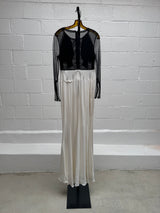 Beaded Dress with Black Bust and White Skirt