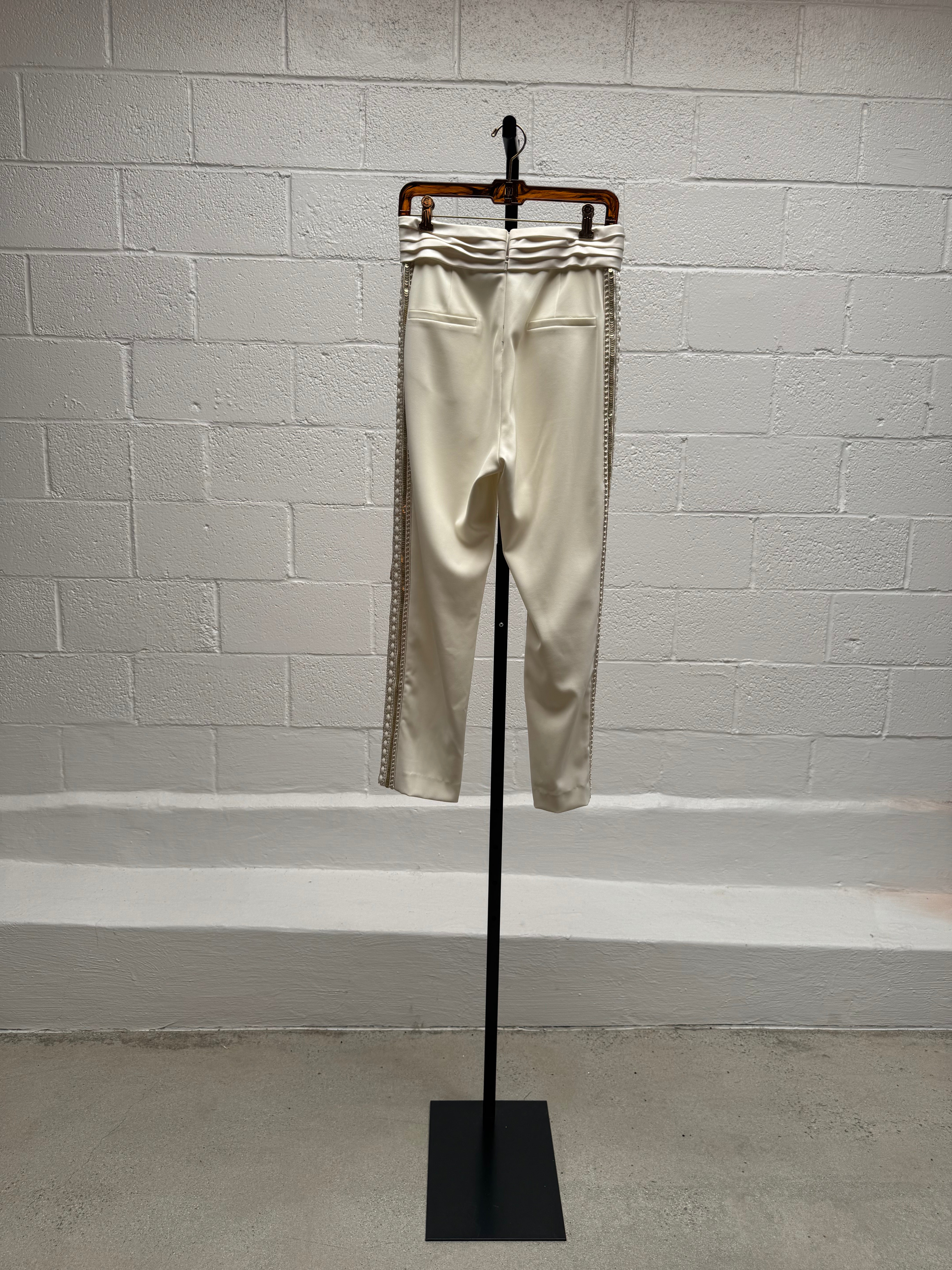Pants with Side Pannel Bead and Crochet Details