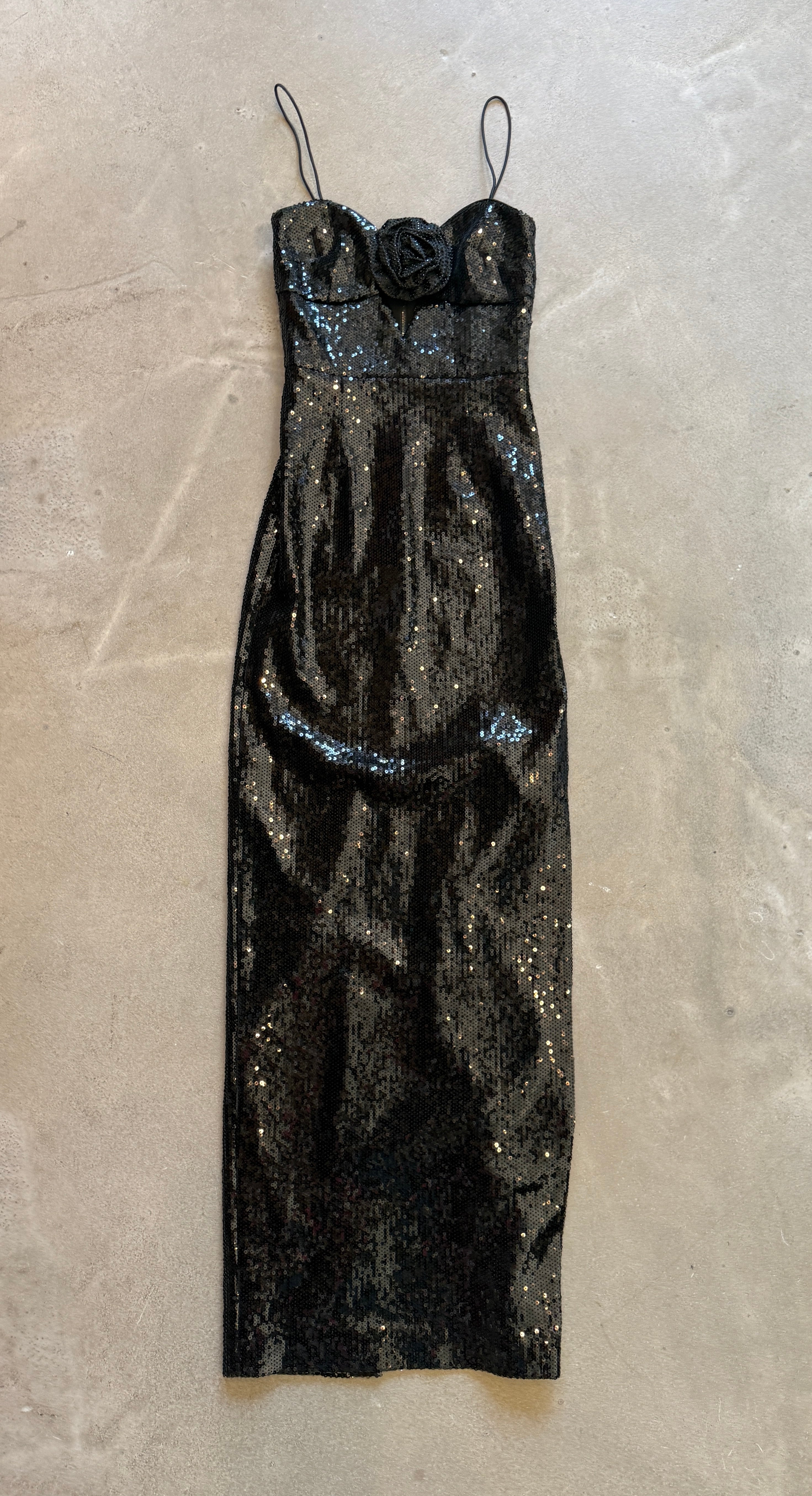 Black Sequin-Embellished Gown