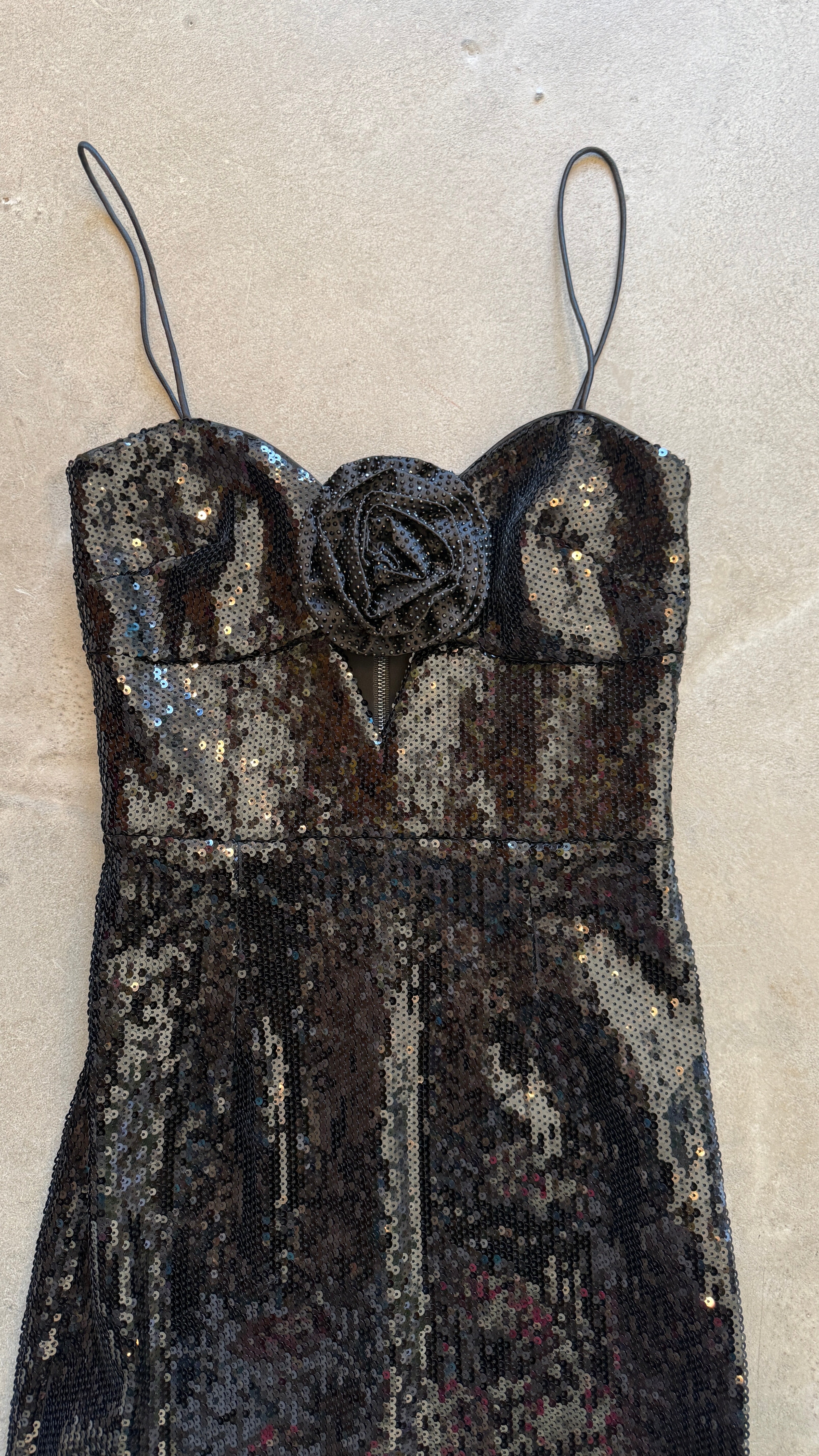 Black Sequin-Embellished Gown