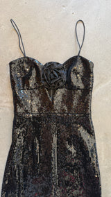 Black Sequin-Embellished Gown