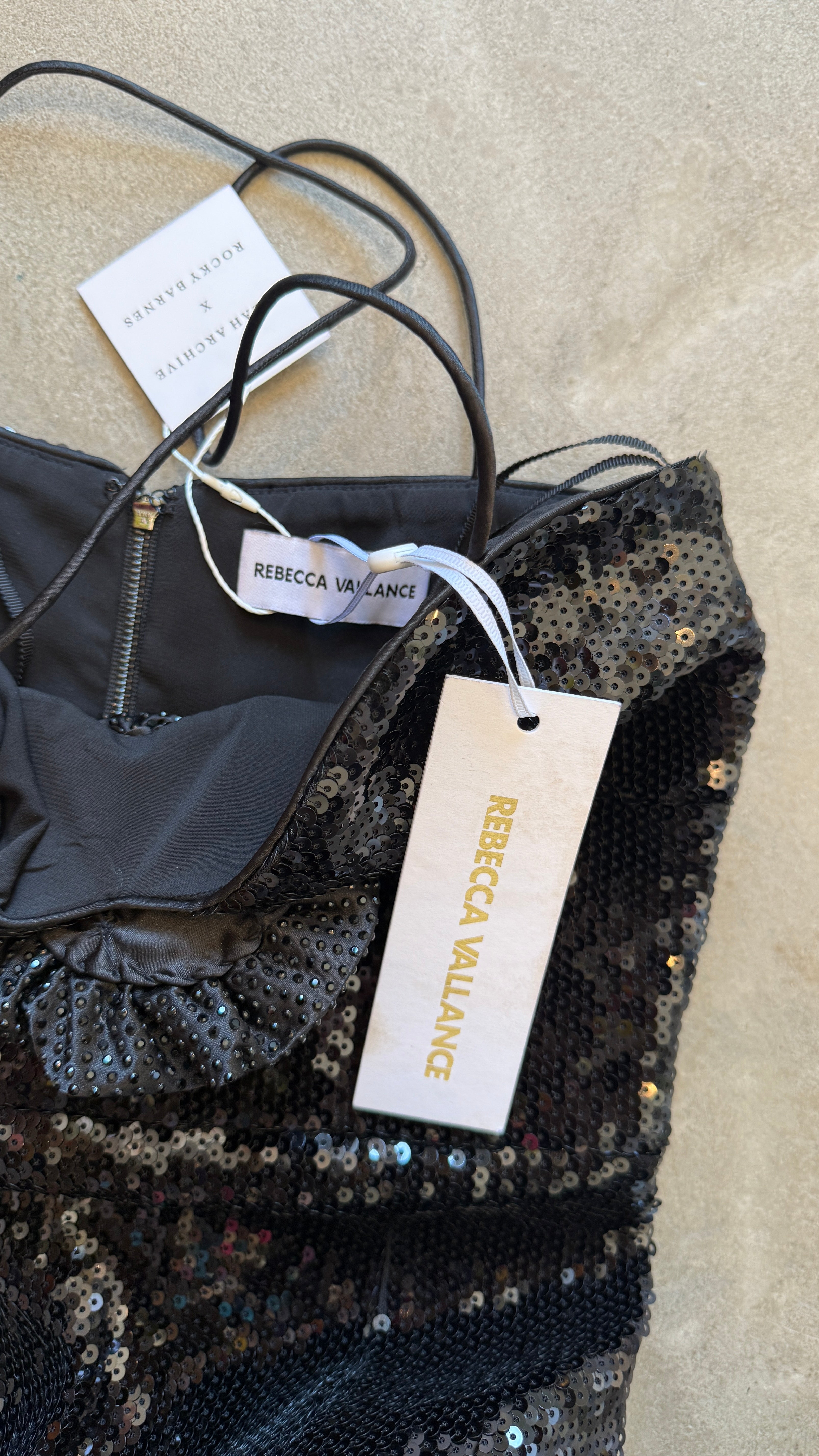 Black Sequin-Embellished Gown