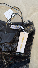 Black Sequin-Embellished Gown