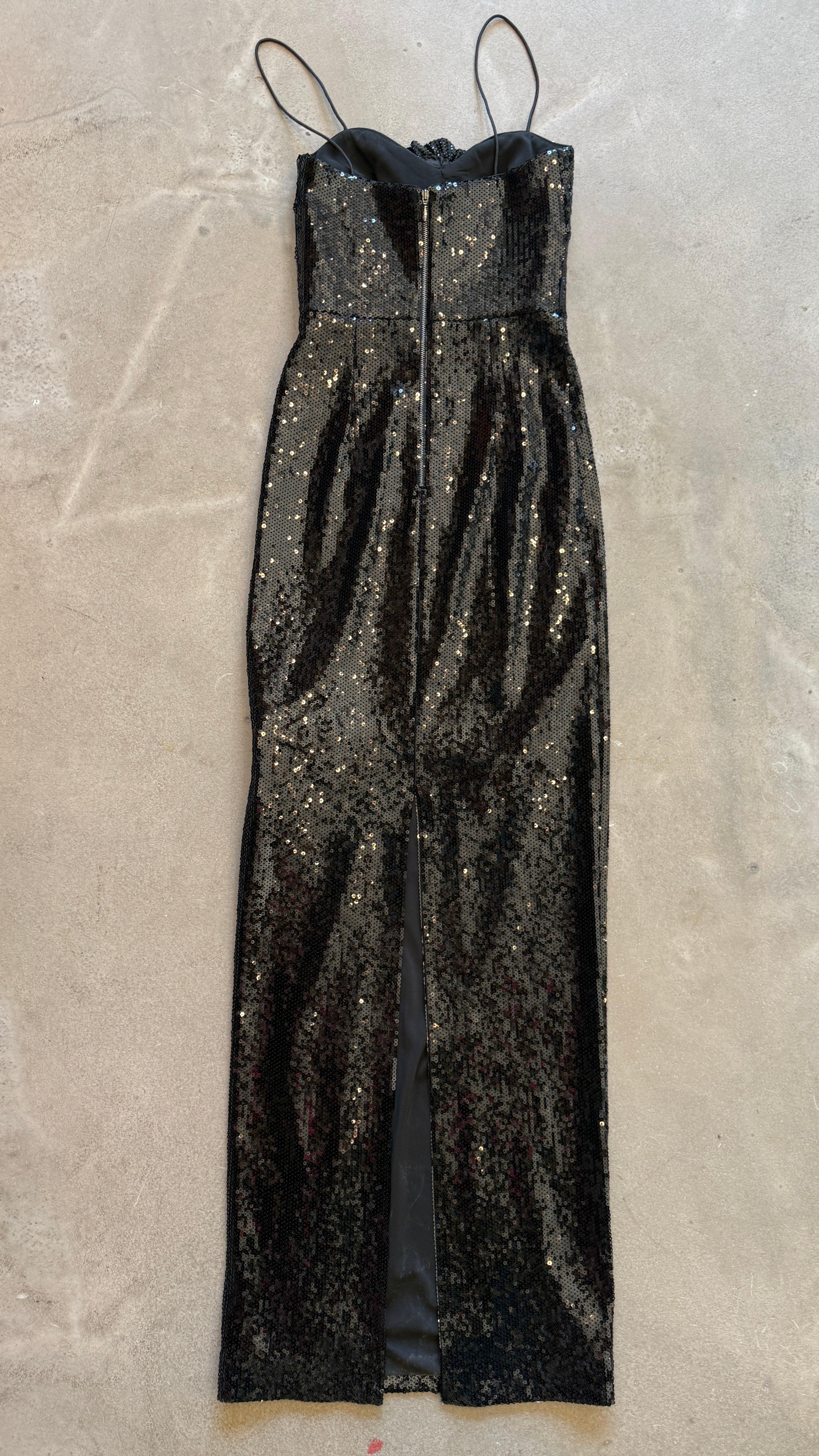 Black Sequin-Embellished Gown