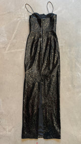 Black Sequin-Embellished Gown