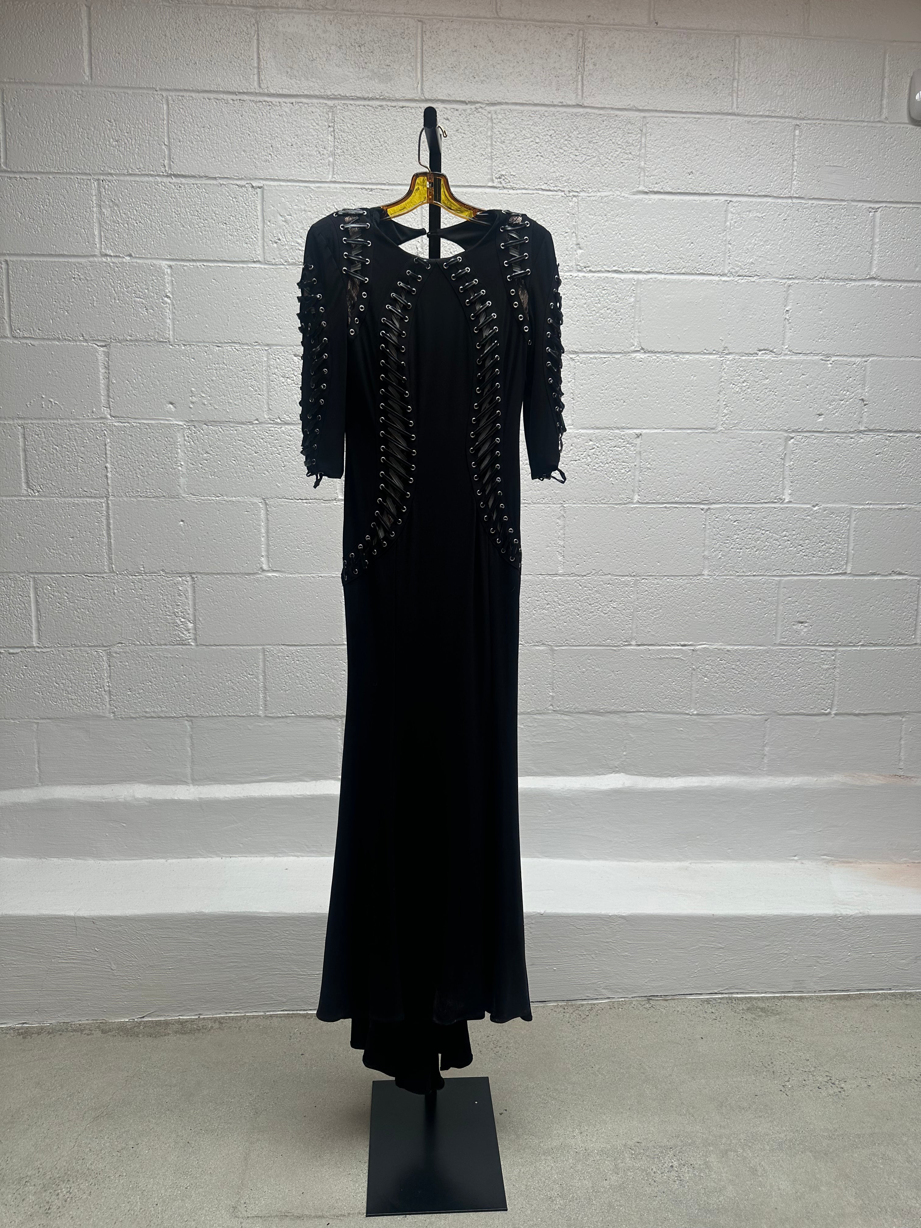 Black Lace Up Gown