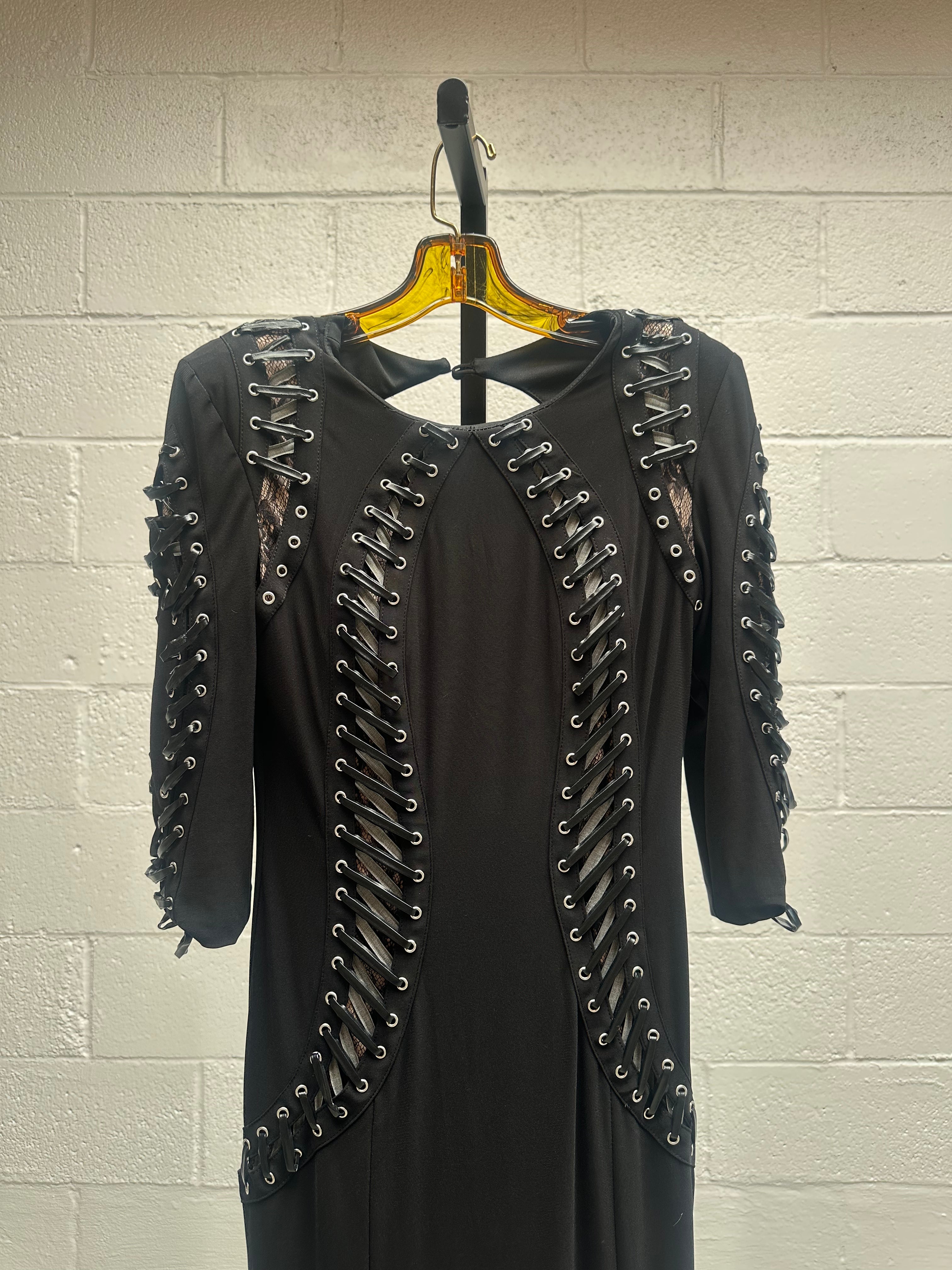 Black Lace Up Gown