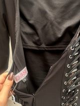 Black Lace Up Gown