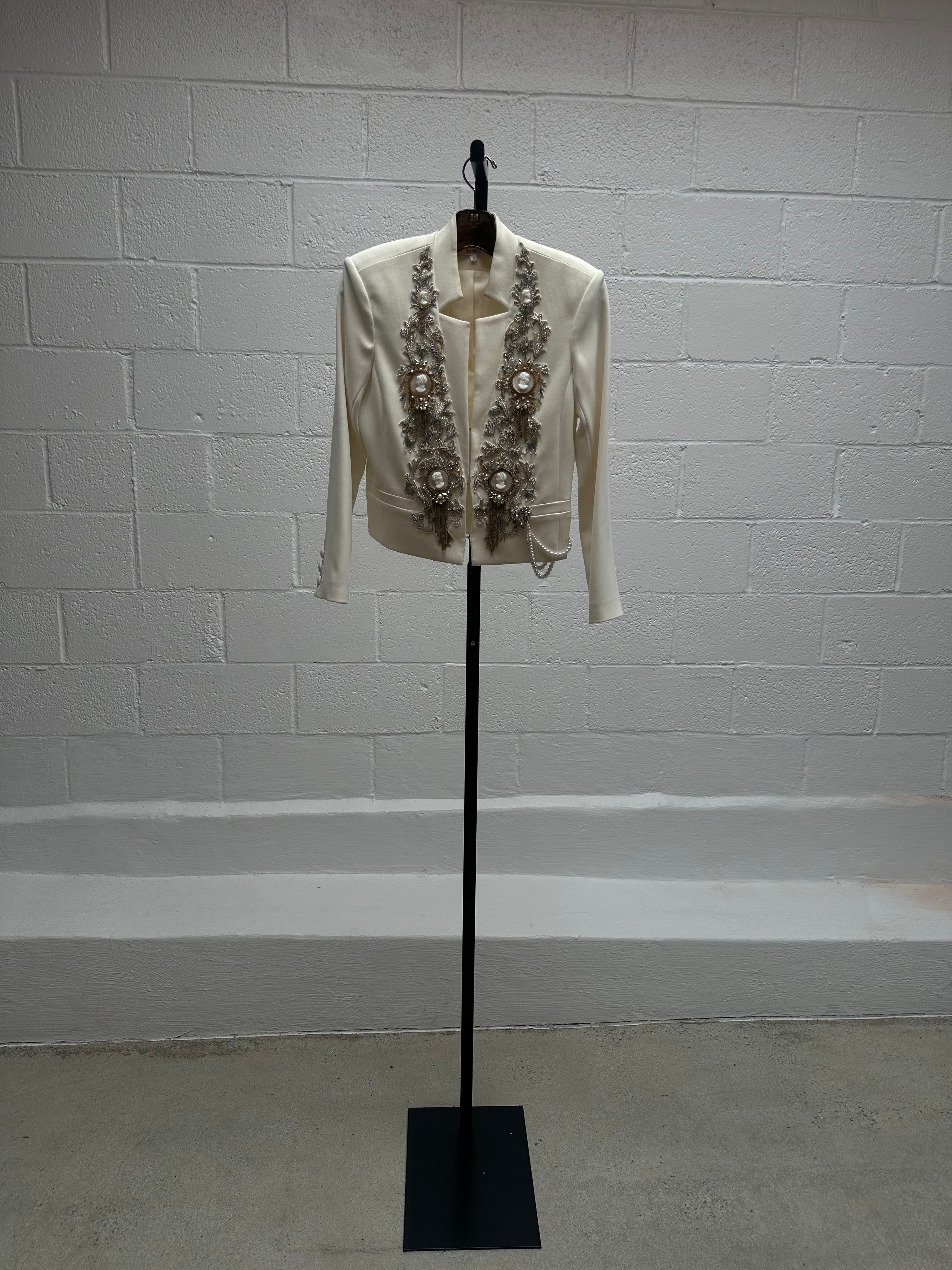 Embellished White Blazer Worn to Meet the Queen