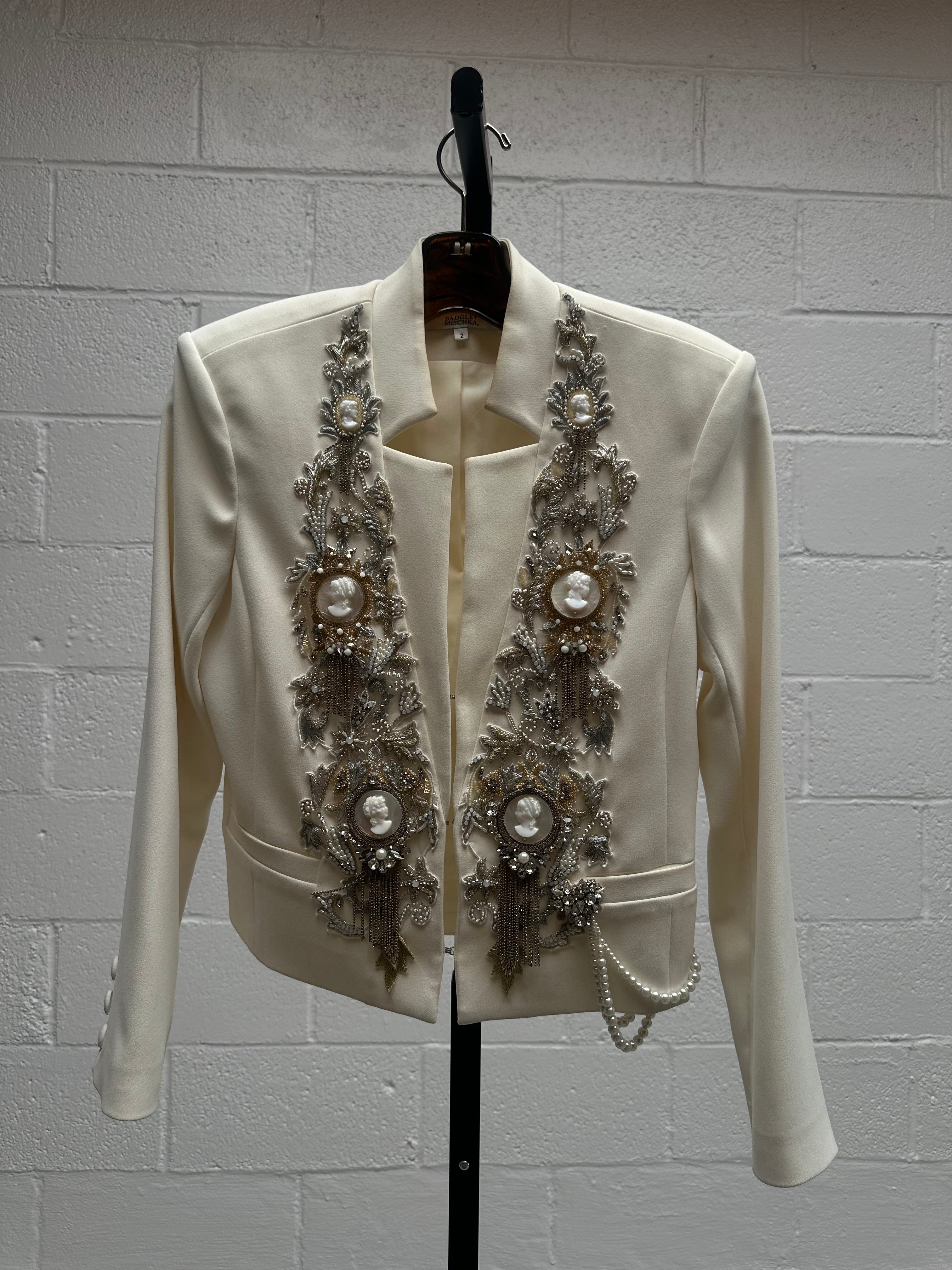 Embellished White Blazer Worn to Meet the Queen