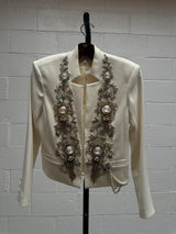 Embellished White Blazer Worn to Meet the Queen