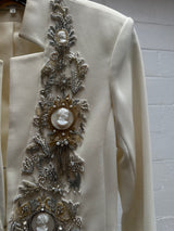 Embellished White Blazer Worn to Meet the Queen