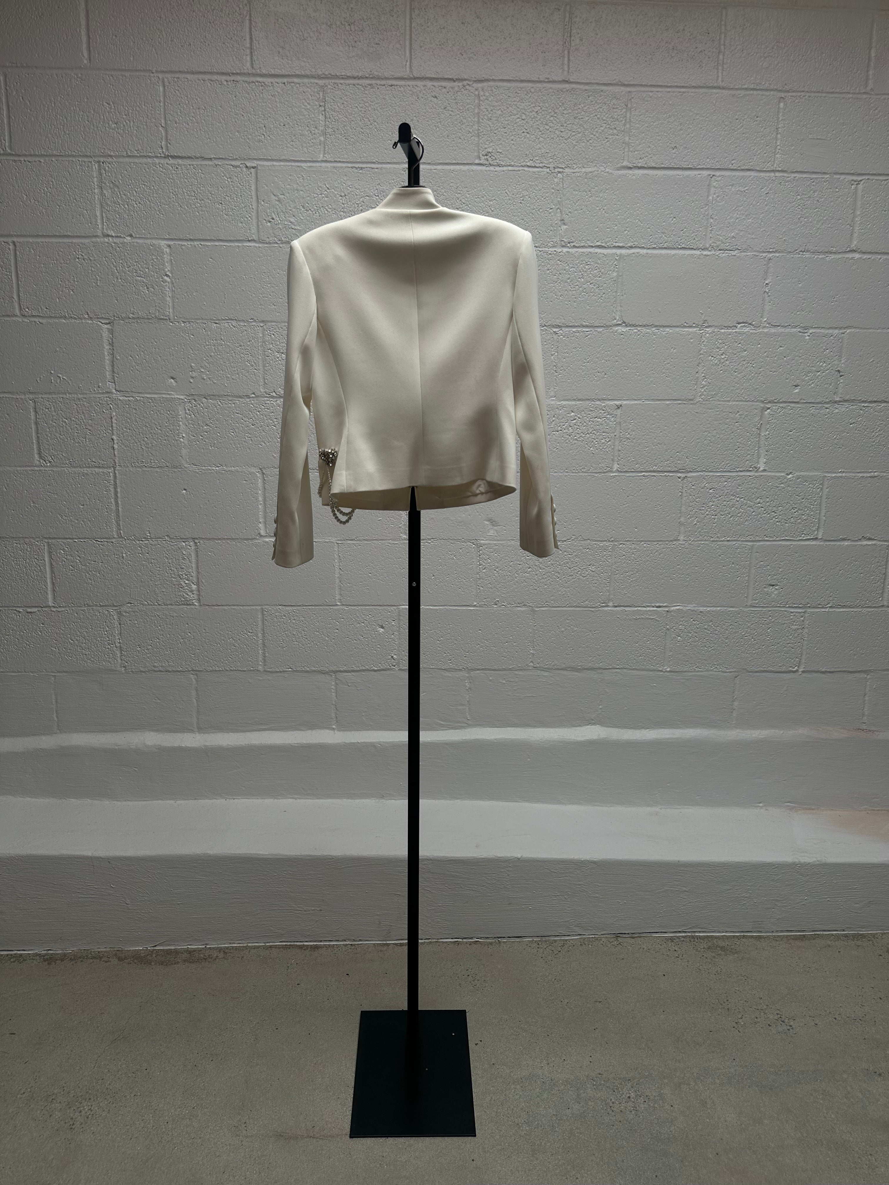 Embellished White Blazer Worn to Meet the Queen