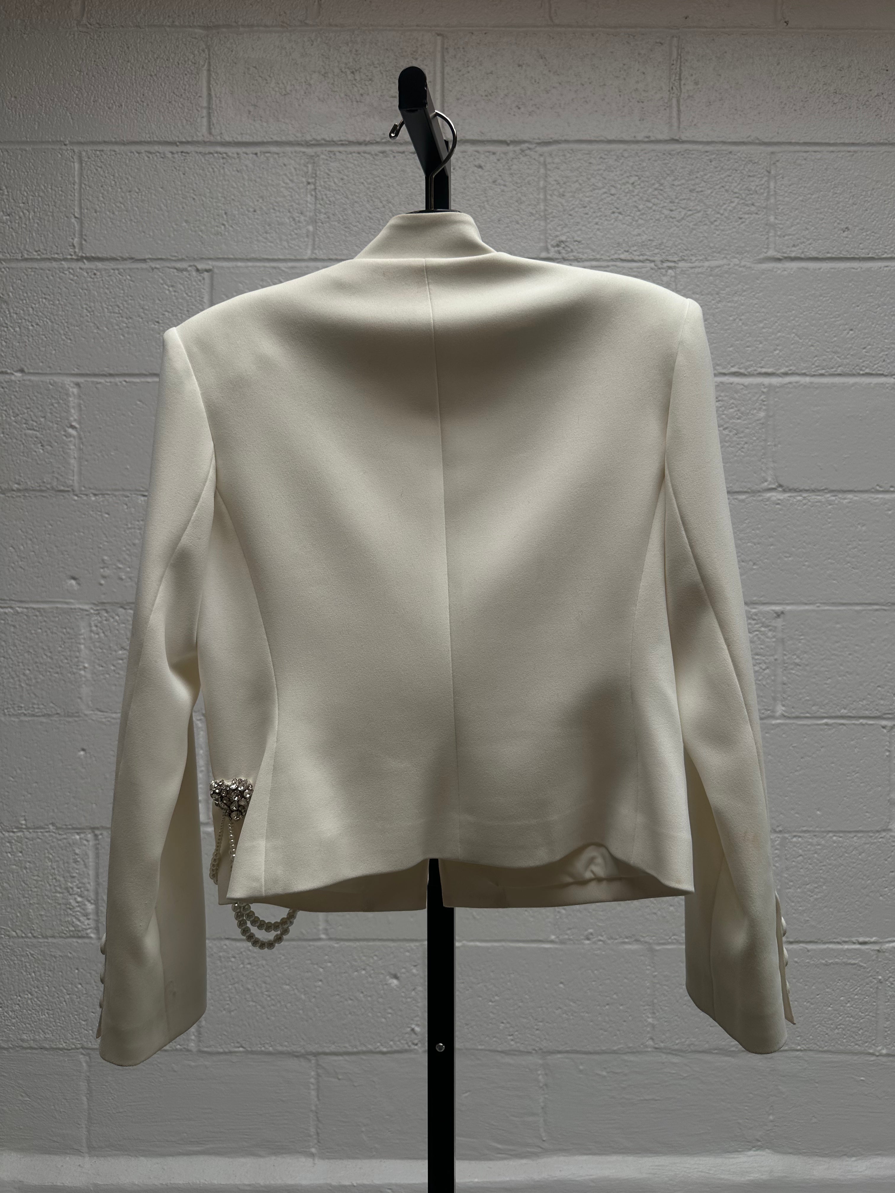 Embellished White Blazer Worn to Meet the Queen