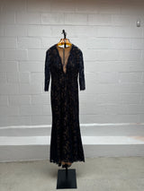 Navy Blue Lace Evening Gown