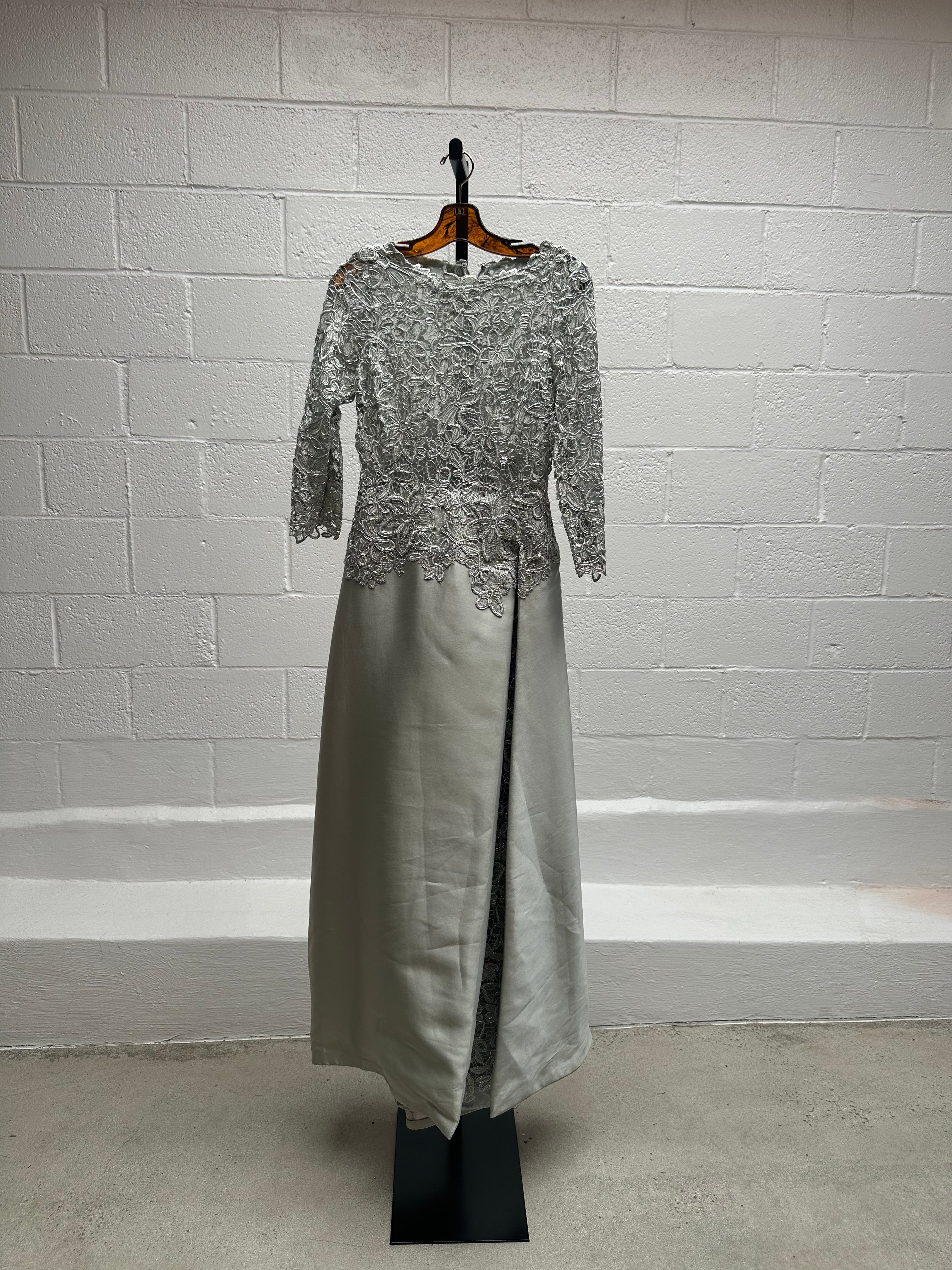 Silver Lace Evening Dress