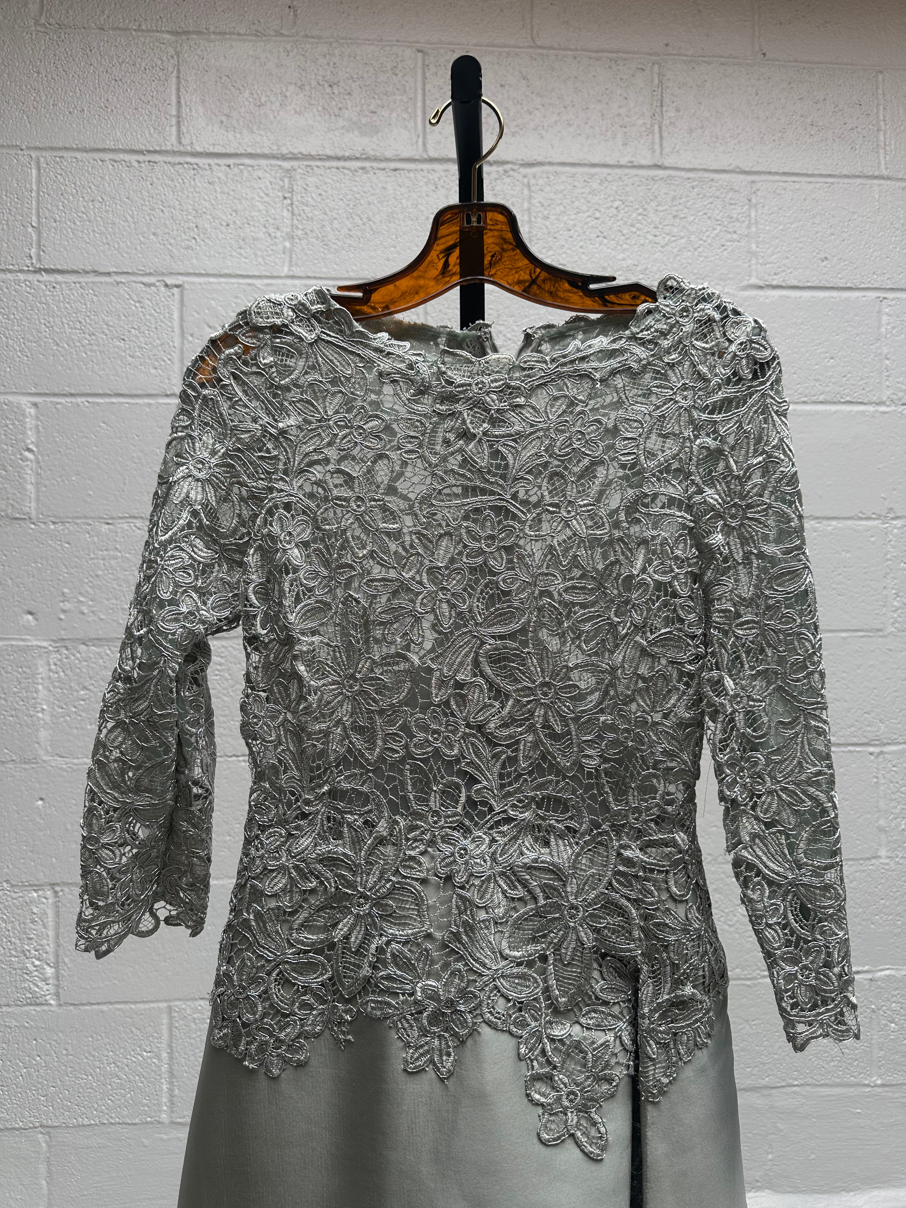 Silver Lace Evening Dress