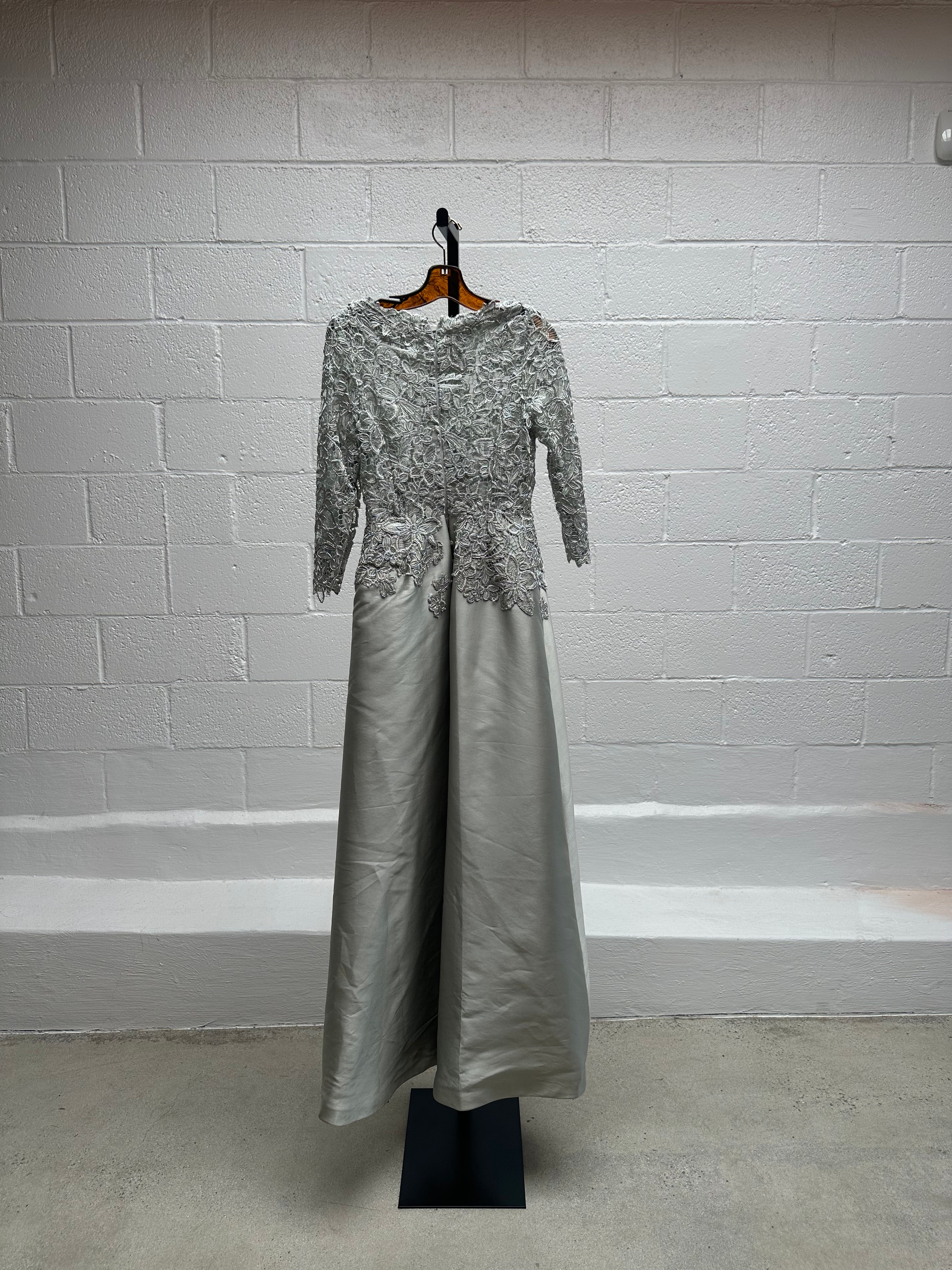 Silver Lace Evening Dress