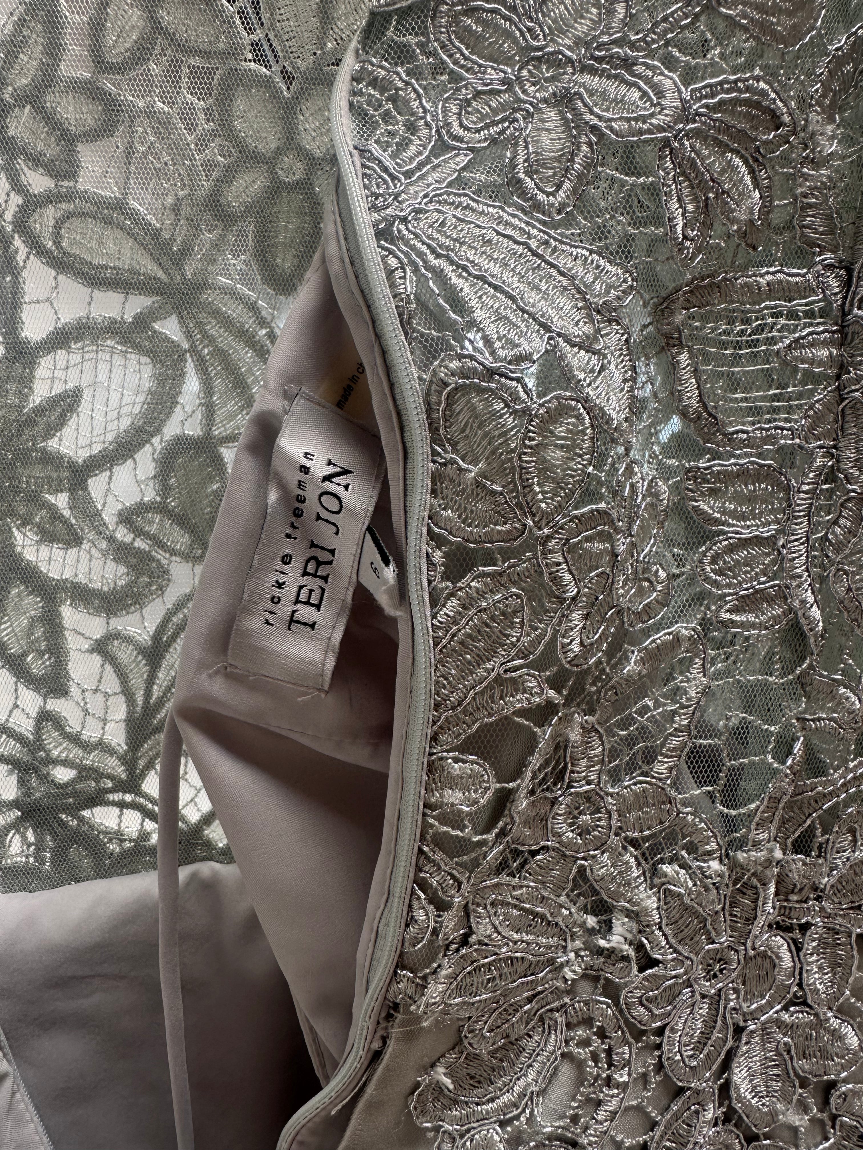 Silver Lace Evening Dress