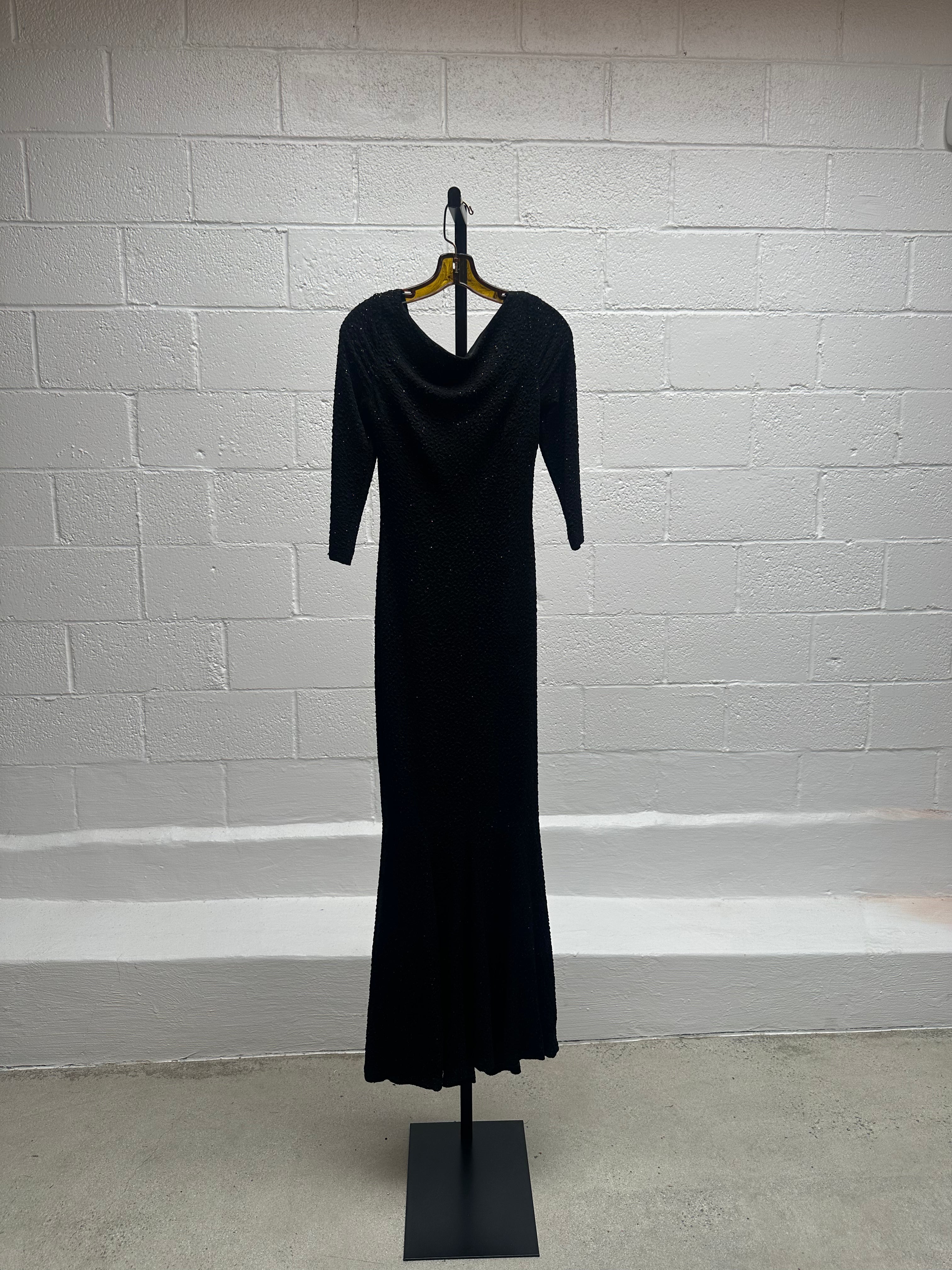 Black Cowl Neck Evening Gown