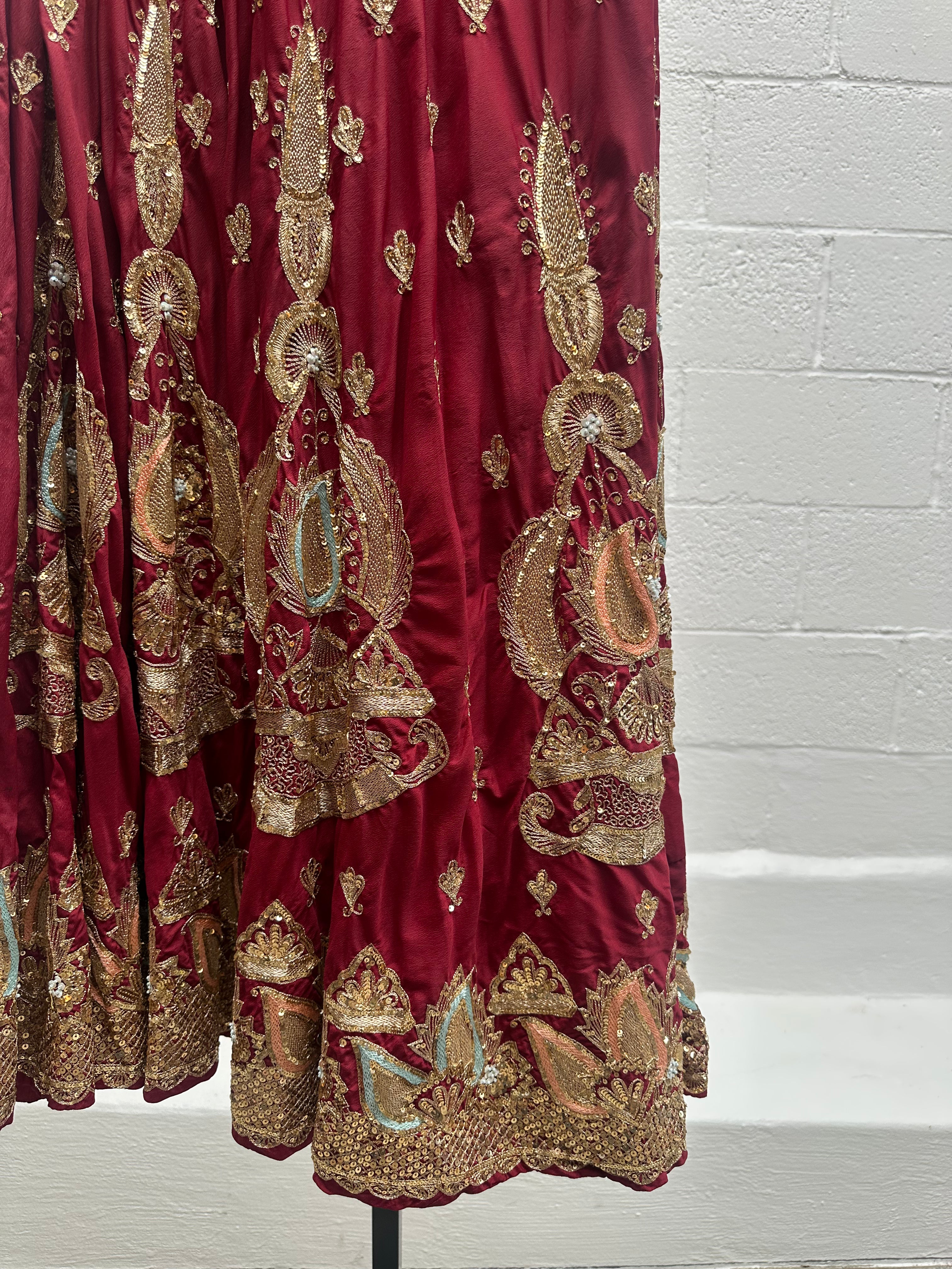 Embellished Indian Custom Made Red Skirt